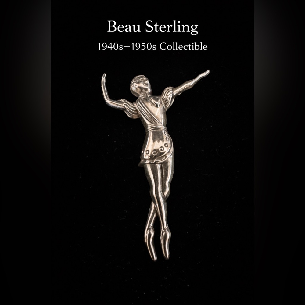 Vintage Beau Sterling Silver Ballet Dancer Brooch Pin-1940s-1950s Figural